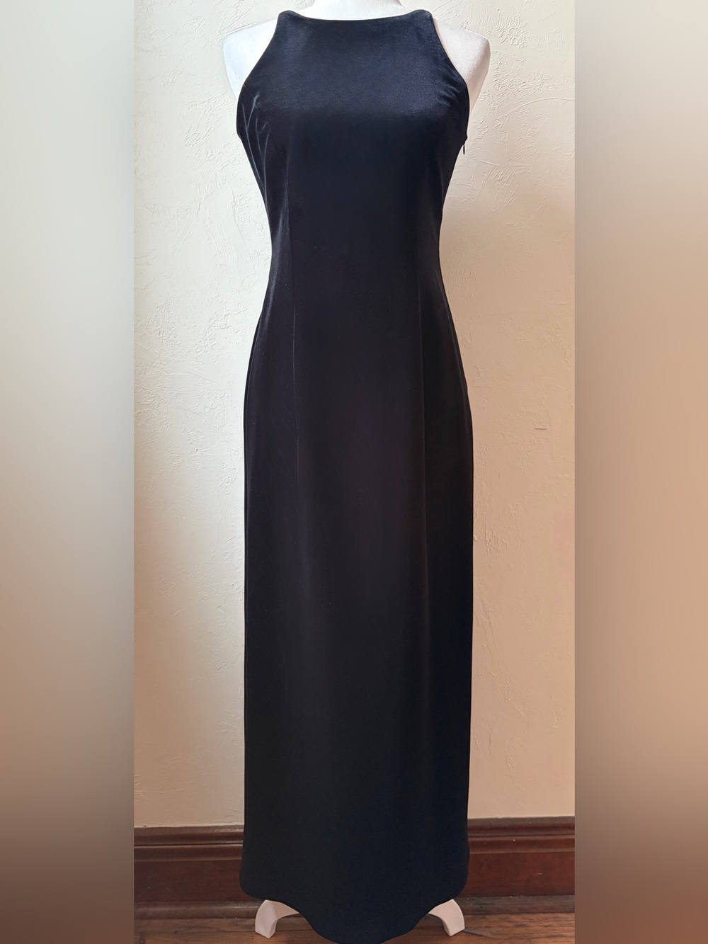 VTG 1995 Laundry by Shelli Segal Black Velvet Bow Back Maxi Dress 8P - Picture 4 of 12